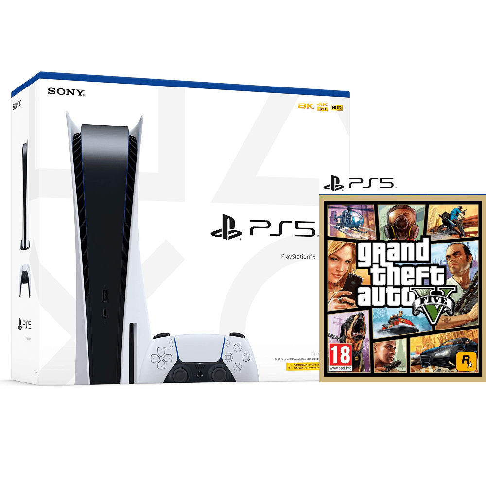 PlayStation 5 Console Disc Edition + Grand Theft Auto V for PS5 game (Bundle)